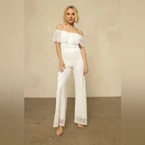 Nightcap Clothing White Lace Positano Jumpsuit